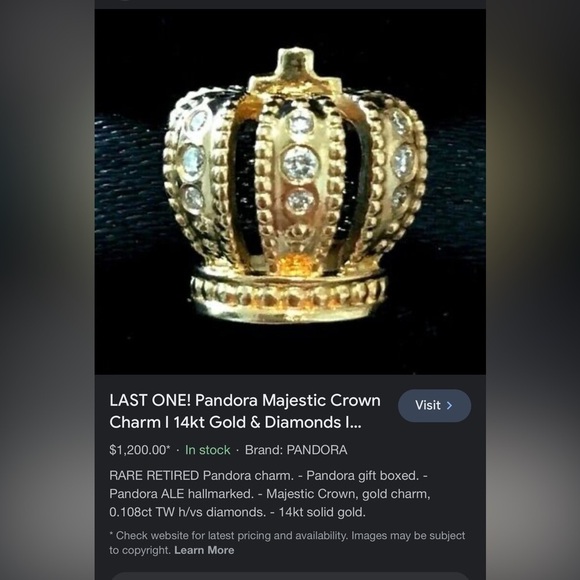 Authentic New Pandora 14k Gold and Diamond Charm Bracelet - Picture 16 of 17